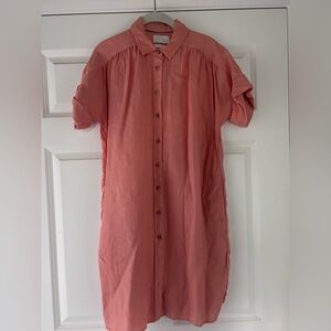 J.Crew Peach Button-Up Linen Dress, size XS